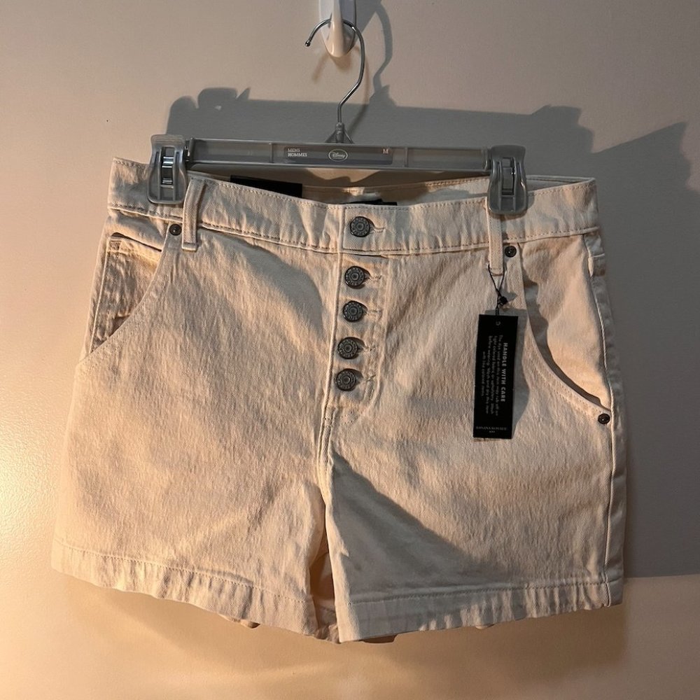 Banana Republic Beige Button-Fly Denim Shorts